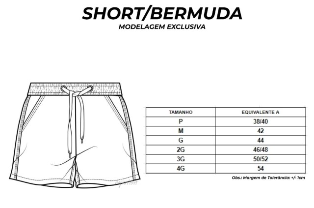 Guia de tamanho da bermuda