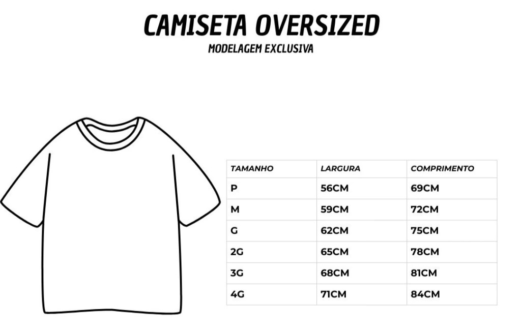 Guia de tamanho da camiseta